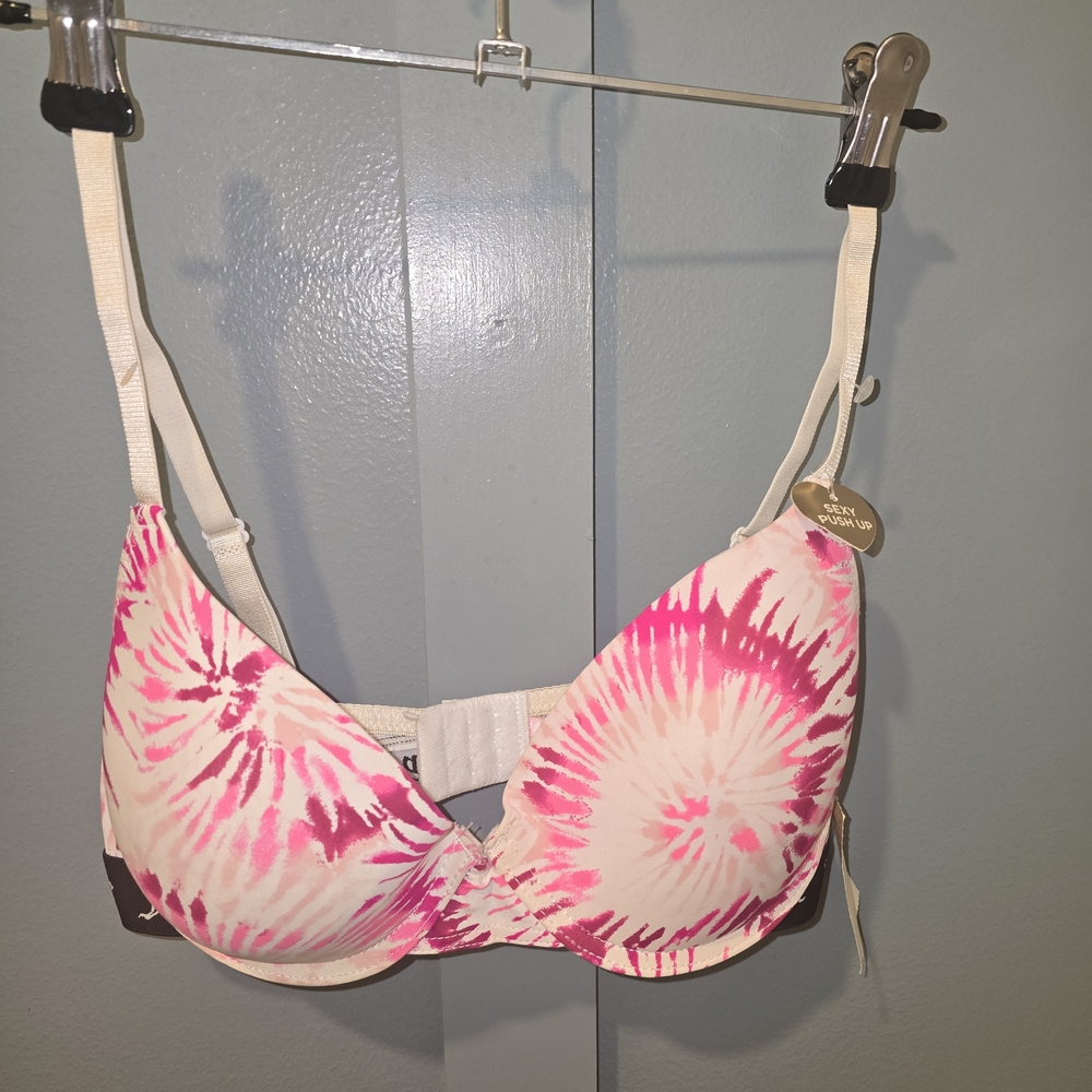 Juicy Couture Vibrant Pink and Cream Tie-Dye Bra